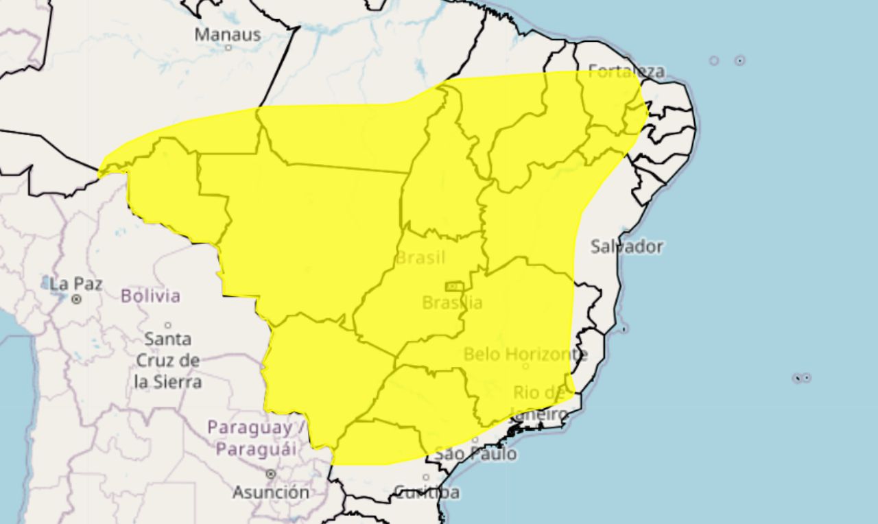 Alerta amarelo para ar seco em grande parte do Brasil - Clima ao Vivo