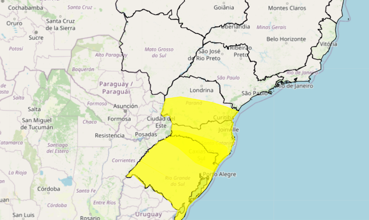 Fim de semana será de chuva na maior parte do RS; para o sábado, Inmet tem  alerta de tempestade na Metade Sul