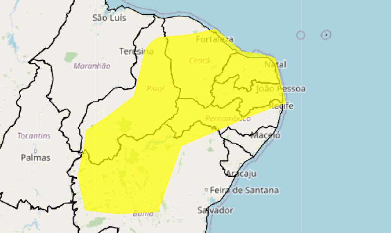 Alerta para vendaval em partes da região nordeste até as 15h desta segunda-feira 