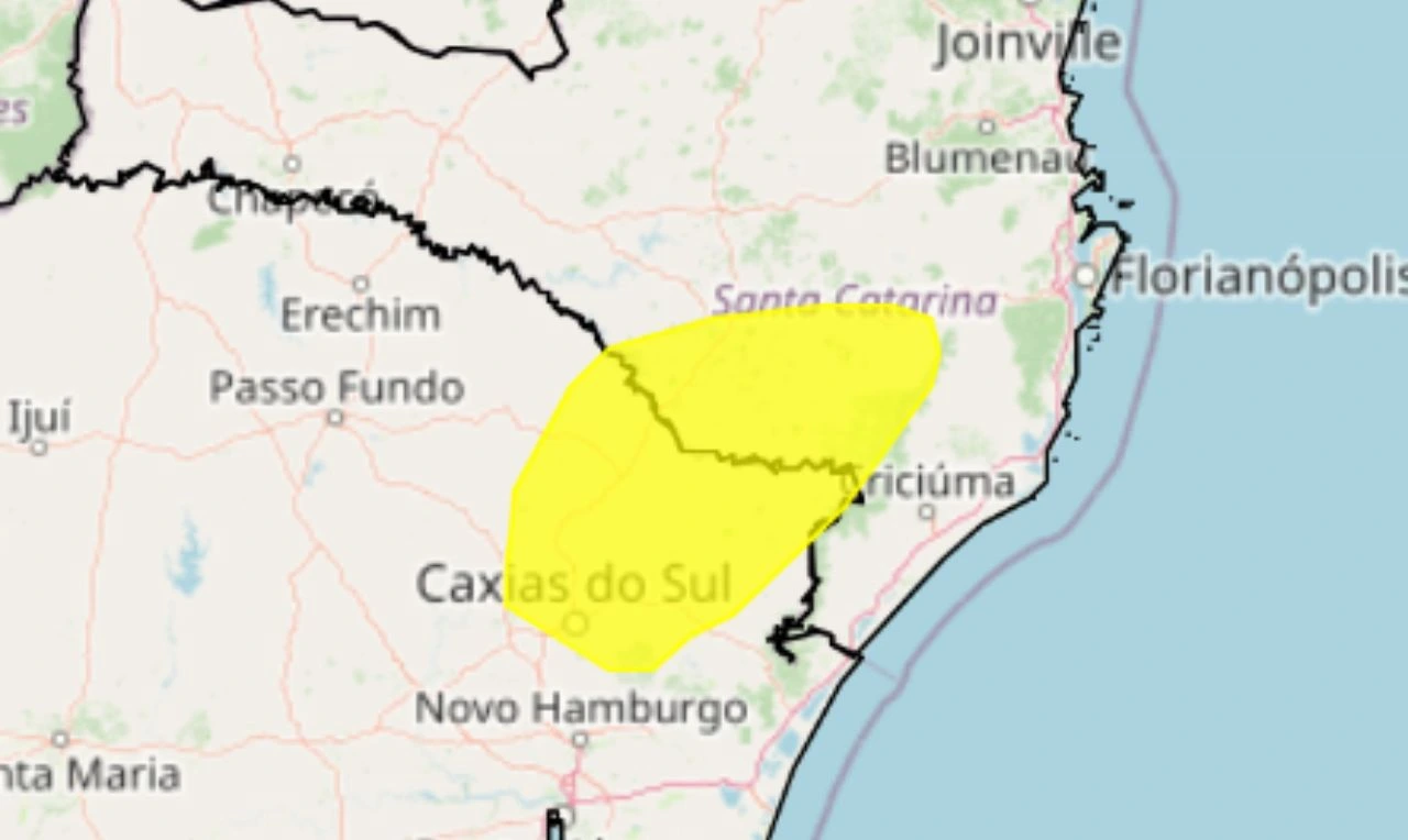 Trata-se de um alerta amarelo para neve na região Sul do país