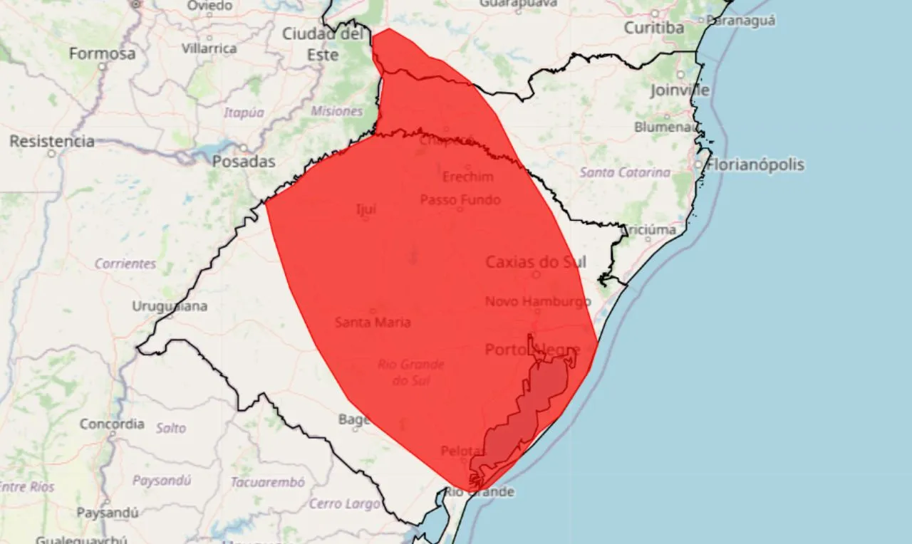 Sul em alerta vermelho: Tempestade com ventos fortes e granizo ameaça a região 