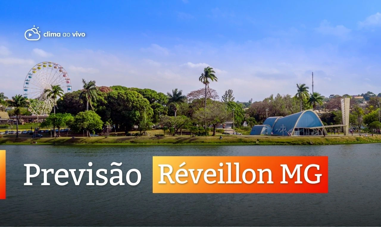 A imagem traz a região da pampulha como imagem para ilustrar o estado de Minas Gerais no Réveillon