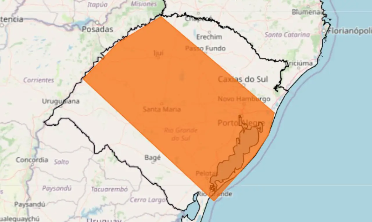 Alerta laranja para tempestade, ventos e granizo em grande parte do país