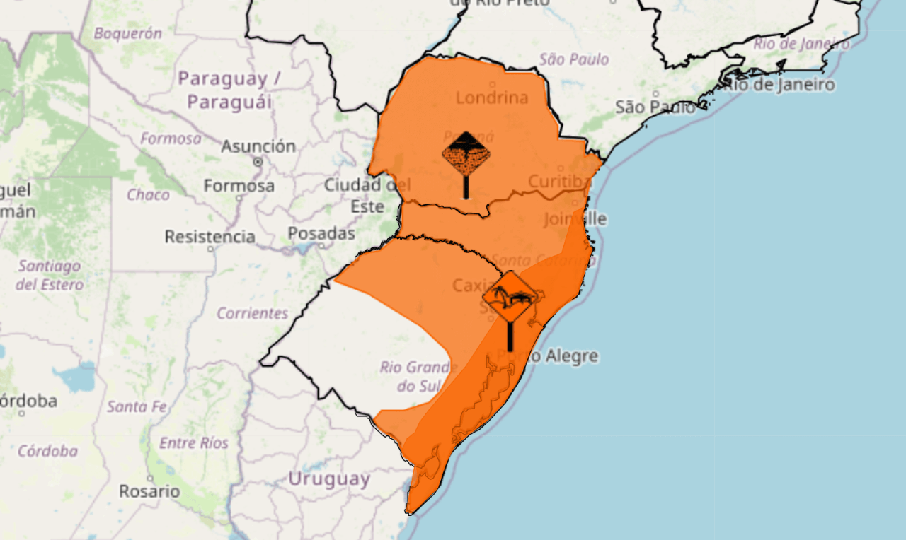 Alerta Laranja Para Tempestade Chuva Volumosa E Rajadas De Vento Para Sc Pr E Rs Clima Ao Vivo