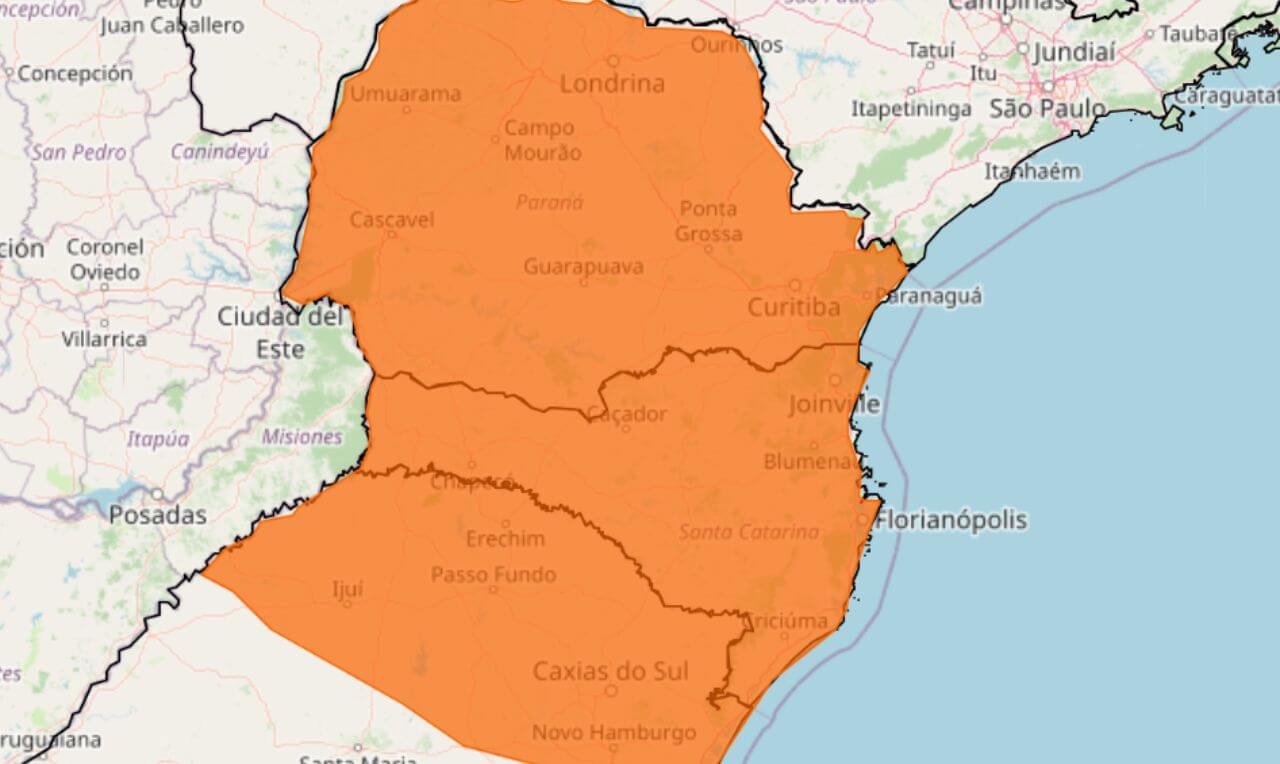 Alerta Laranja Para Tempestade Chuva Intensa Raios Ventania E Granizo Em Sc Pr E Rs Clima