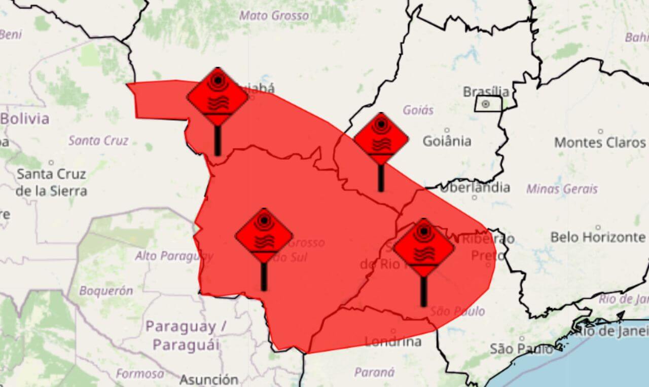 Alerta vermelho para onda de calor e ar seco em áreas do Centro-Oeste, Sudeste e PR
