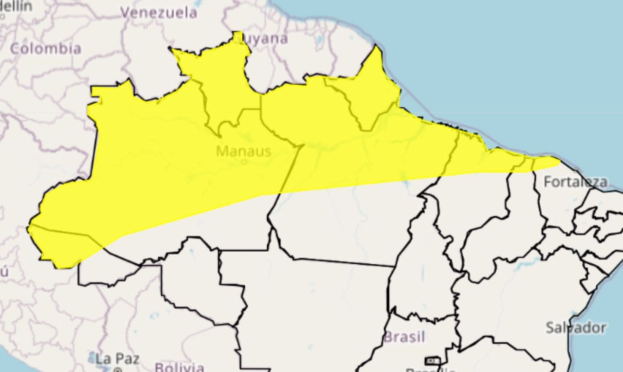 Parte do Norte em alerta amarelo, confira a previsão do tempo