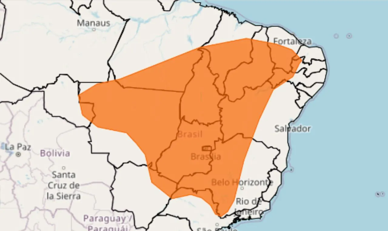 Alerta laranja para baixa umidade em grande parte do país com risco de incêndios e problemas de saúde