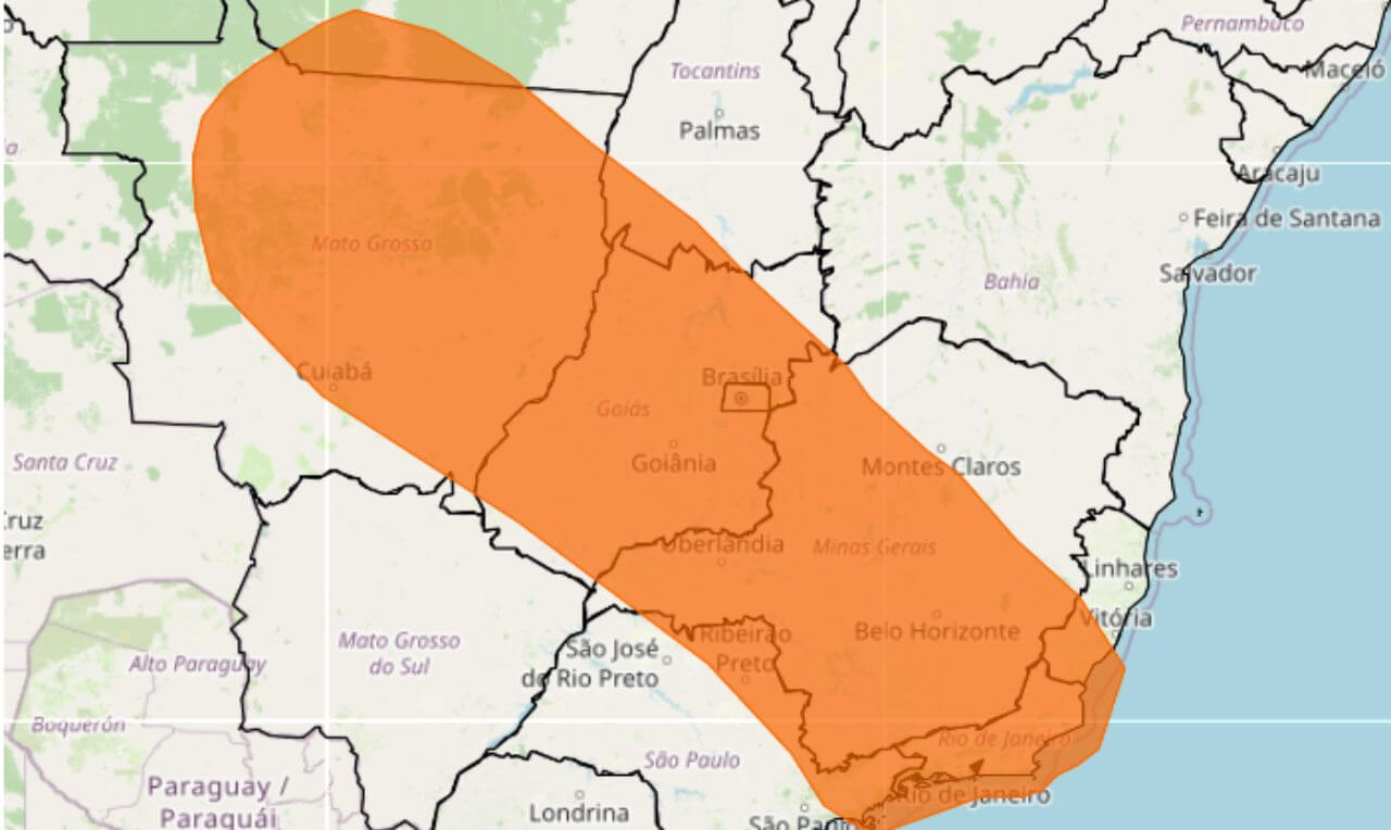 Alerta Laranja: Sudeste, Centro-Oeste, BA, PA e TO têm previsão de temporais e chuva forte