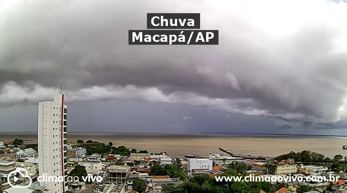na imagem mostra o avanço de chuva em Macapá/AP