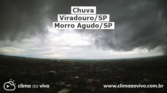 Na imagem mostra a evolução de  chuva em Viradouro/SP