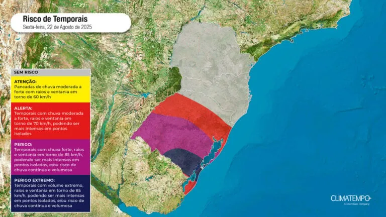 o mapa mostra as áreas em alerta para chuva intensa