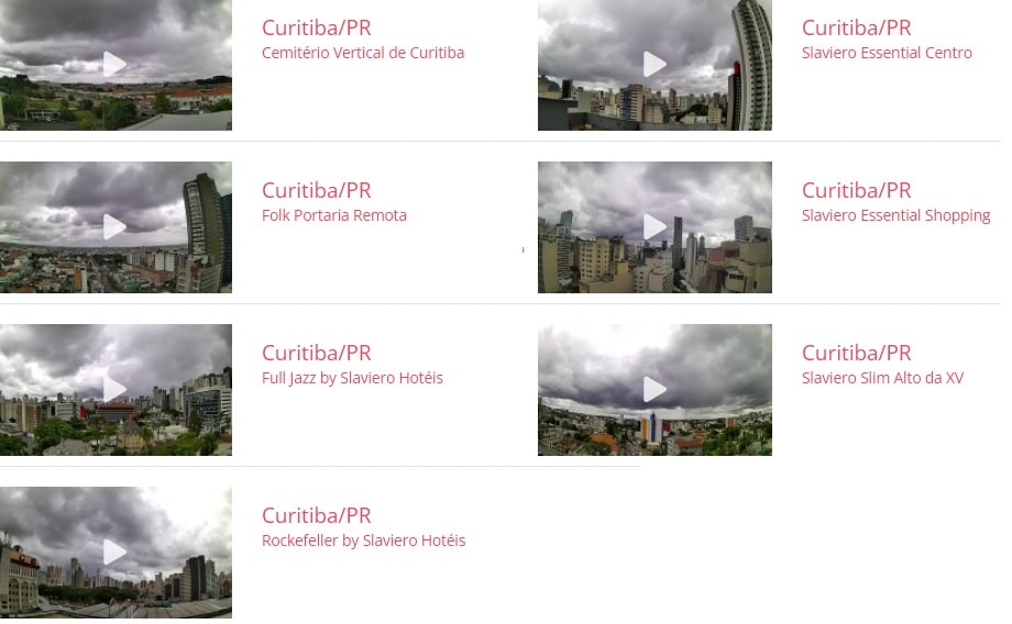Sete câmeras com visão da cidade de Curitiba/PR