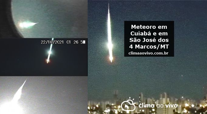 meteoro caindo em cuiabá e em são josé dos quatro marcos mt na imagem tem o texto meteoro em cuiabá e em são josé dos 4 quadros/mt e o logo do clima ao vivo