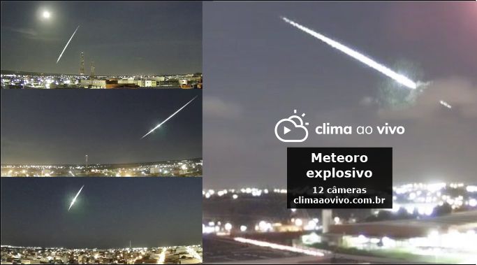 Na imagem mostra a passagem do meteoro explosivo em bahia, sergipe e pernambuco, na noite  de quinta-feira(18)