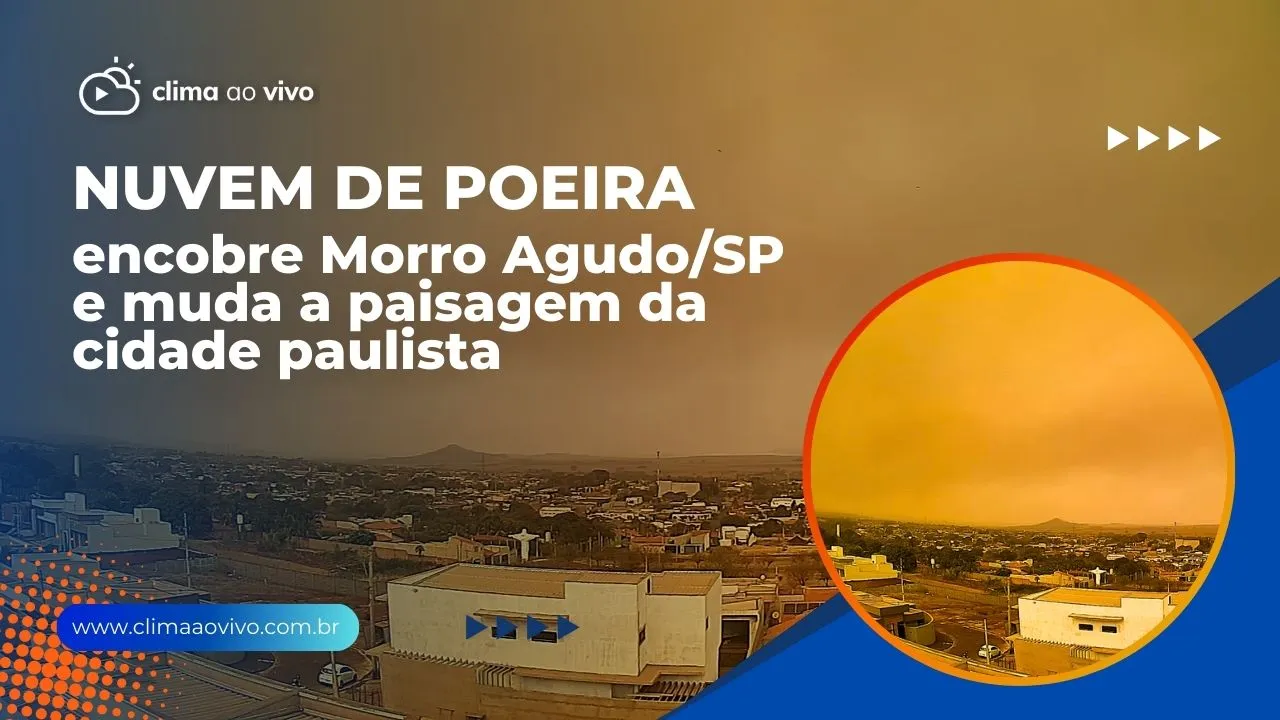 Nuvem de poeira em Morro Agudo no interior de São Paulo