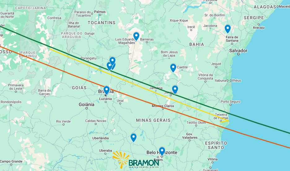 A imagem mostra a trajetória feita pelo foguete feita nesta quarta-feira (14)